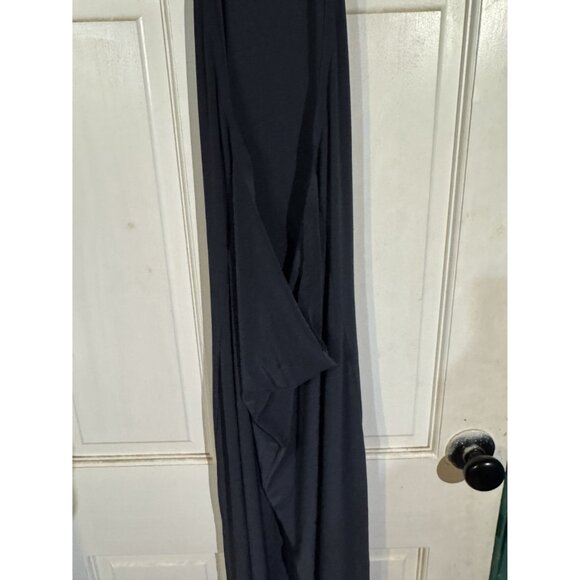 Norma Kamali Black Halter Turtle Side Slit Gown L - Picture 4 of 6